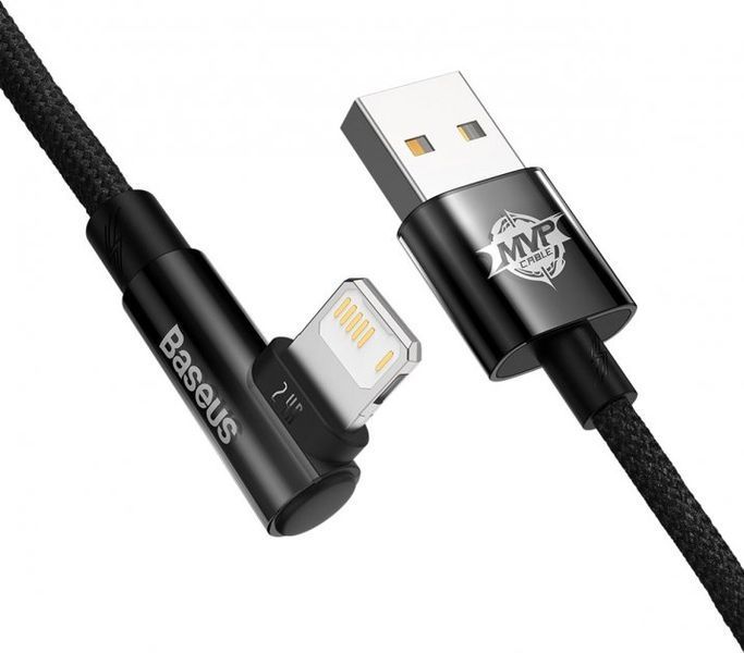 Кабель Baseus MVP 2 Elbow-shaped Fast Charging Data USB кабель USB To IP 2.4A 1m (CAVP000001) Black 260577 фото