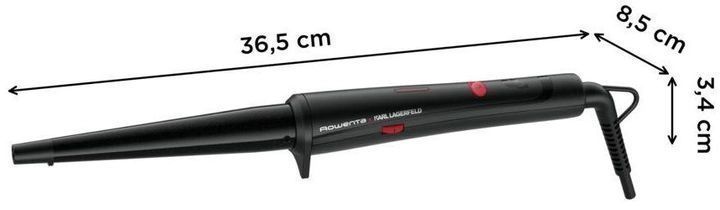 Плойка Rowenta x Karl Lagerfeld Conical Curler, конусна, 40Вт, 120-200С, турмалін, чорний (CF324LF0) 369013 фото