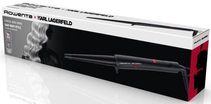 Плойка Rowenta x Karl Lagerfeld Conical Curler, конусна, 40Вт, 120-200С, турмалін, чорний (CF324LF0) 369013 фото