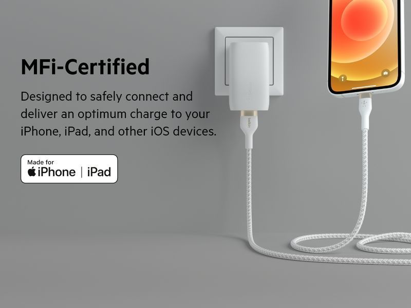 Кабель USB-A > Lightning заряджання/синхронізації Belkin 1м, плетений, силіконовий, з ремінцем на магніті, білий (CAA010BT1MWH) 366623 фото