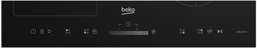 Варильна поверхня Beko індукційна, 60см, розширена зона, чорний (HII64500UFT) 367375 фото