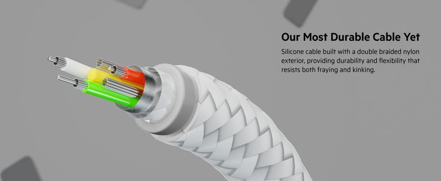 Кабель USB-A > Lightning заряджання/синхронізації Belkin 1м, плетений, силіконовий, з ремінцем на магніті, білий (CAA010BT1MWH) 366623 фото