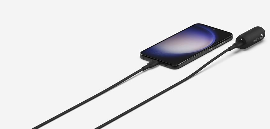 Зарядний пристрій автомобільний Belkin 30Вт USB-C PD PPS, кабель USB-C > USB-C, 1м, чорний (CCA004BT1MBK-B6) 373048 фото