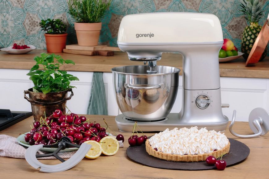 Кухонна машина Gorenje 1000Вт, чаша-метал, корпус-метал, насадок-4, сріблясто-бежевий (MMC1000RL) 381904 фото