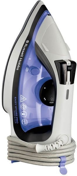 Праска Russell Hobbs Easy Store Pro, 2400Вт, 320мл, паровий удар -180гр, постійна пара - 45гр, зберігання шнура, керам. підошва, біло-синій (26730-56) 373386 фото