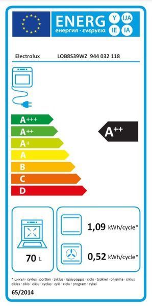 Духова шафа Electrolux електрична, 70л, А++, пара, дисплей, конвекція, ф-ція пароварки, чорний (LOB8S39WZ) 370991 фото