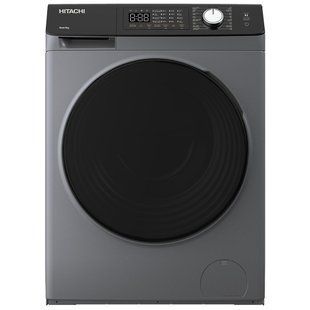 Пральна машина Hitachi фронтальна, 8кг, 1400, A+++, 60см, дисплей, пара, інвертор, люк чорний, cріблястий 398313 фото