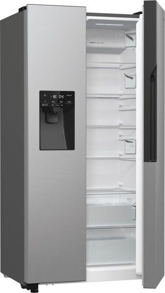 Холодильник SBS Gorenje, 179х70х92см, 2 двері, 376(190)л, А++, NF+, Інв., Зона св-ті, диспенсер, генератор льоду, Зовн. Диспл, нерж (NRR9185ESXL1) 374886 фото