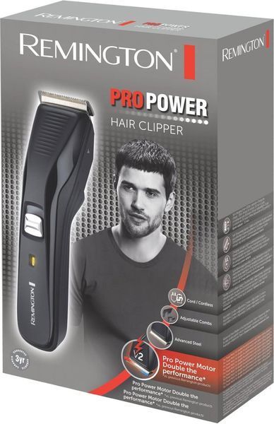 Машинка для стрижки Remington, мережа+акум., Pro Power мотор, насадок-2, сталь, чорний (HC5200) 368046 фото