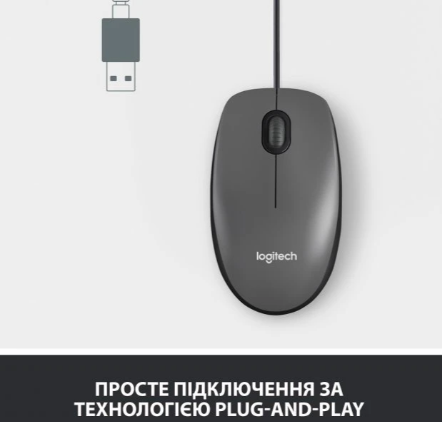Миша LOGITECH Mouse M100 Чорний - USB - AKOYA HANGTAB BOX M100 306859 фото
