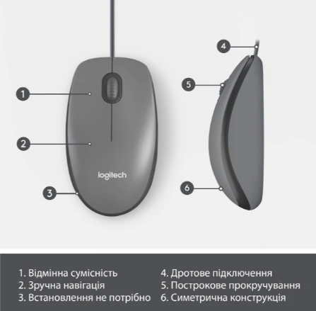 Миша LOGITECH Mouse M100 Чорний - USB - AKOYA HANGTAB BOX M100 306859 фото