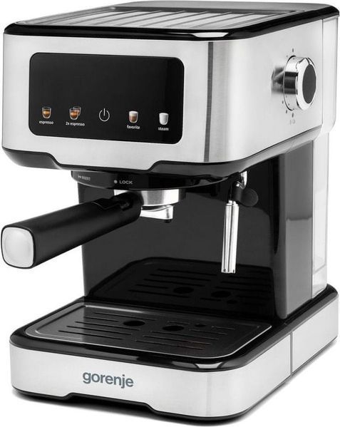 Кавоварка Gorenje ріжкова 1.5л, мелена, ручний капучинатор, нерж (ESCM15CD) 368972 фото