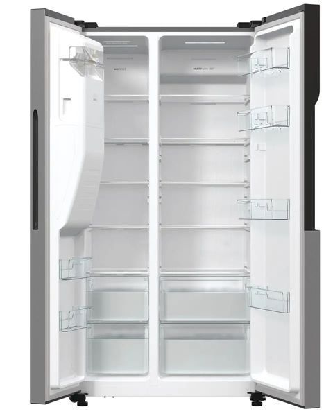 Холодильник SBS Gorenje, 179х70х92см, 2 двері, 376(190)л, А++, NF+, Інв., Зона св-ті, диспенсер, генератор льоду, Зовн. Диспл, нерж (NRR9185ESXL1) 374886 фото