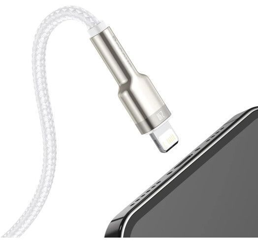 Кабель Baseus Cafule Metal Lightning 2.4A 1 М (CALJK-A02) White 252220 фото