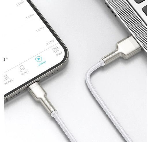 Кабель Baseus Cafule Metal Lightning 2.4A 1 М (CALJK-A02) White 252220 фото