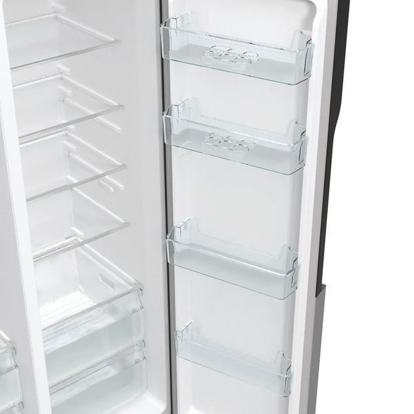 Холодильник SBS Gorenje, 179х70х92см, 2 двері, 376(190)л, А++, NF+, Інв., Зона св-ті, диспенсер, генератор льоду, Зовн. Диспл, нерж (NRR9185ESXL1) 374886 фото