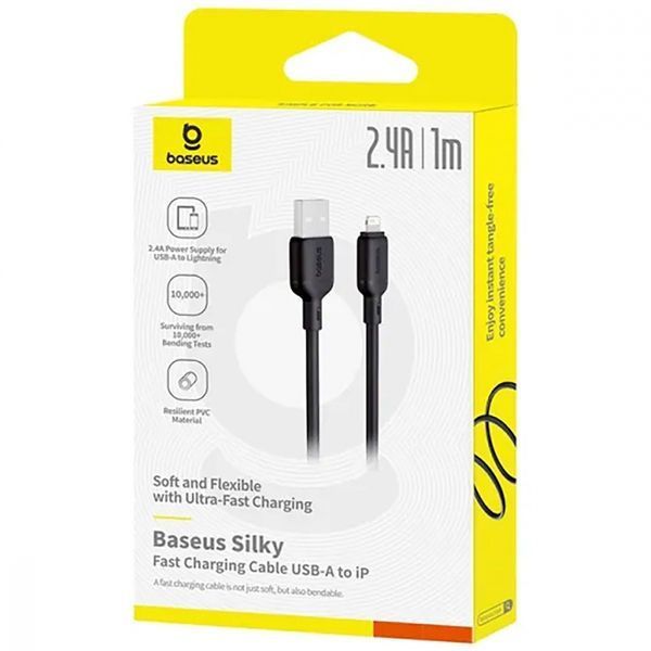 Кабель Baseus Silky Series Fast Charging Lightning 2.4A (1m) (P10377702113-00) black 359784 фото