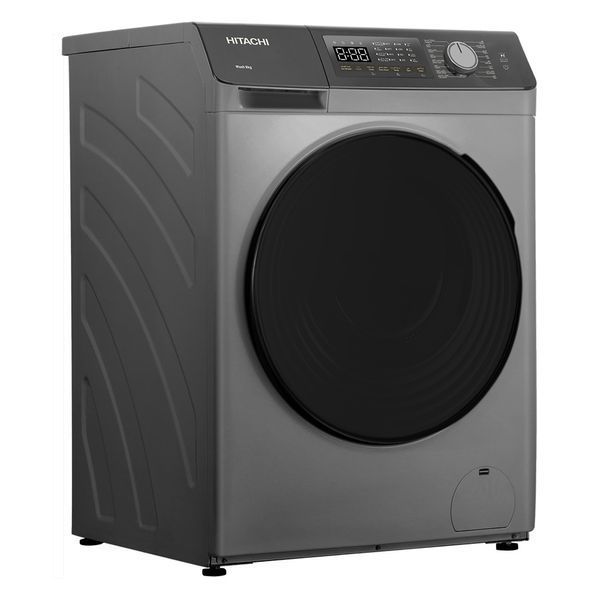 Пральна машина Hitachi фронтальна, 8кг, 1400, A+++, 60см, дисплей, пара, інвертор, люк чорний, cріблястий 398313 фото