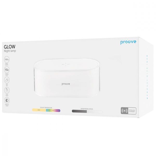 Нічник із Бездротовою Зарядкою Proove Glow 1200mAh (PLPG00102002) White 324811 фото