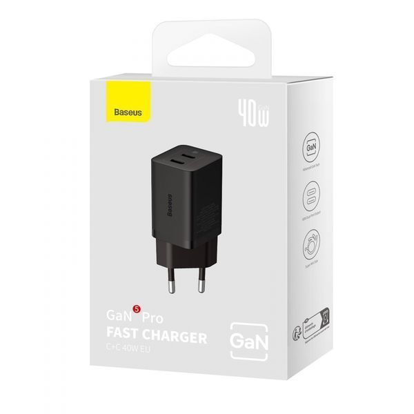 Зарядний Пристрій Baseus GaN5 Pro 40W Wall charger 2Type-C (CCGP180102) White 282226 фото
