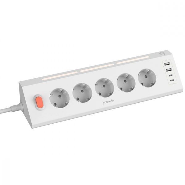 Мережевий фільтр Proove Prism Socket (5xAC + 2xType-C + 2xUSB) 1.6m (PSPS25002202) white 355576 фото
