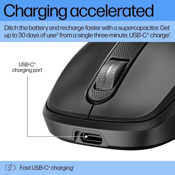 Миша HP 510 Ultra-Fast Rechargeable, WL, чорний (9C2F6AA) 365026 фото