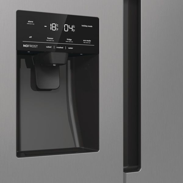 Холодильник SBS Gorenje, 179х70х92см, 2 двері, 376(190)л, А++, NF+, Інв., Зона св-ті, диспенсер, генератор льоду, Зовн. Диспл, нерж (NRR9185ESXL1) 374886 фото
