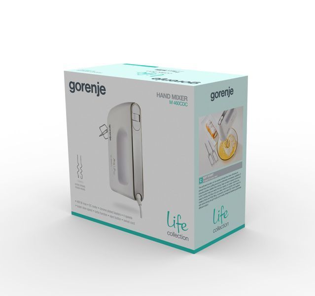 Міксер Gorenje ручний 460Вт, насадки-4, турборежим, білий (M460CDC) 370392 фото