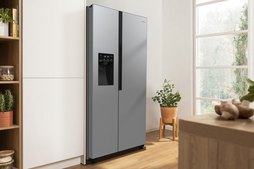 Холодильник SBS Gorenje, 179х70х92см, 2 двері, 376(190)л, А++, NF+, Інв., Зона св-ті, диспенсер, генератор льоду, Зовн. Диспл, нерж (NRR9185ESXL1) 374886 фото