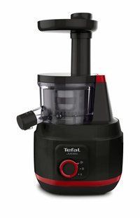 Соковитискач Tefal Juiceo шнековий 150Вт, чаша-0.8л, жмих-0.8л, насадка для цитрусових, пластик, червоно-чорний (ZC150838) 369995 фото