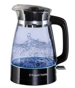 Електрочайник Russell Hobbs Hourglass 1.7л, скло, підсвічування, чорно-сріблястий (26080-70) 364130 фото