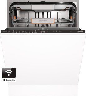 Посудомийна машина Gorenje вбудовувана, 16компл., A+++, 60см, інвертор,Wi-Fi, AquaStop, сенсорн.упр, 3и кошики, білий (GV673A65) 375629 фото