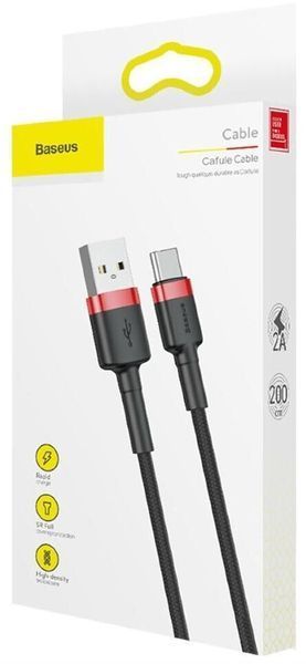 Кабель Baseus Cafule Type-C 2A 2.0 М (CATKLF-C91) Red-Black 253553 фото