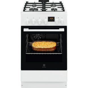 Плита Electrolux комбінована, 57л, 50x60см, дисплей, конвекція, чавун, білий (LKK520211W) 375951 фото