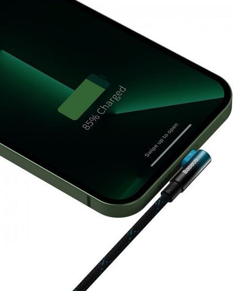 Кабель Baseus MVP 2 Elbow-shaped Fast Charging Data USB кабель USB To IP 2.4A 1m (CAVP000021) Black/Blue 260579 фото