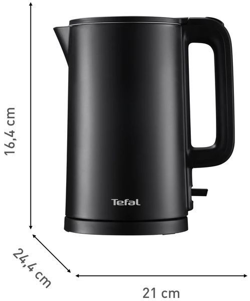 Електрочайник Tefal Thermo Protect, 1.5л, пластик, нержавіюча сталь, чорний (KO1408E0) 367972 фото