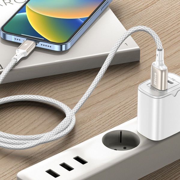 Кабель Proove Dense Metal Lightning 2.4A (1m) (CCDM20001102) White 316335 фото