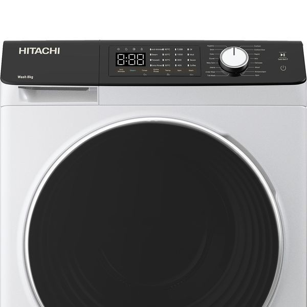 Прально-сушильна машина Hitachi фронтальна, 8(5)кг, 1400, A, 60см, дисплей, пара, інвертор, білий 398316 фото