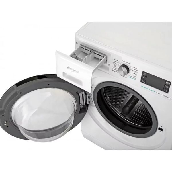 Пральна машина Whirlpool фронтальна, 8кг, 1200, A+++, 60см, дисплей, пара, інвертор, люк чорний, білий (FFB8248BVUA) 375610 фото
