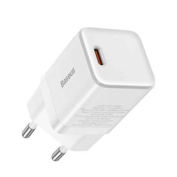 Зарядний Пристрій Baseus GaN3 Fast Charger 30W (CCGN010102) (1 Type-C) White 255178 фото