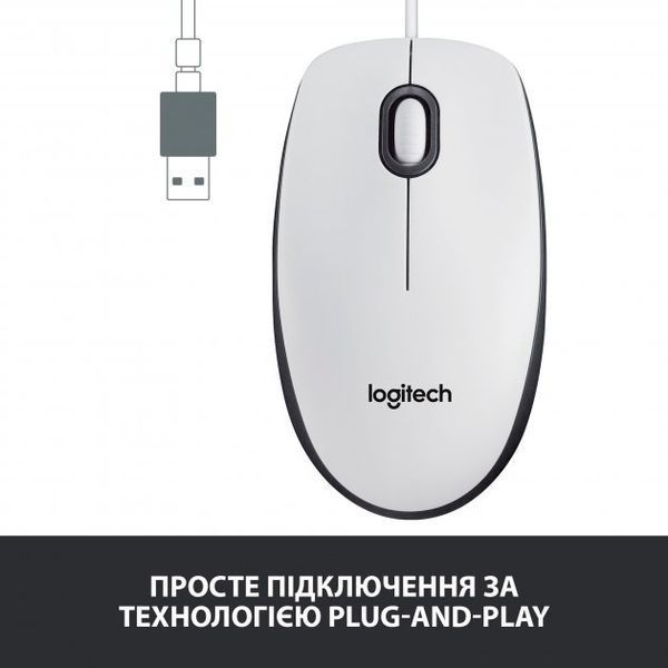Миша LOGITECH Mouse M100 Білий - USB - AKOYA HANGTAB BOX M100 306860 фото