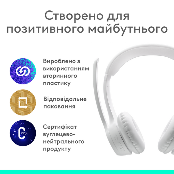 гарнітура LOGITECH Zone 300 Wireless Headset BT WHITE (981-001417) 307252 фото