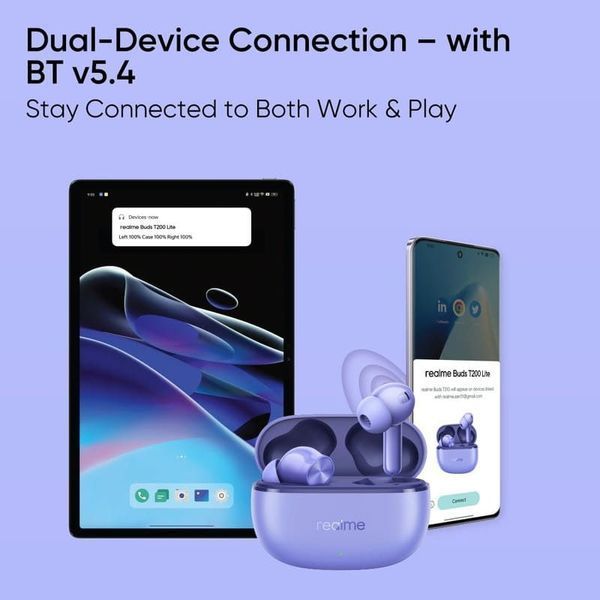 Навушники Realme Buds T200 Lite Aurora Purple 360279 фото