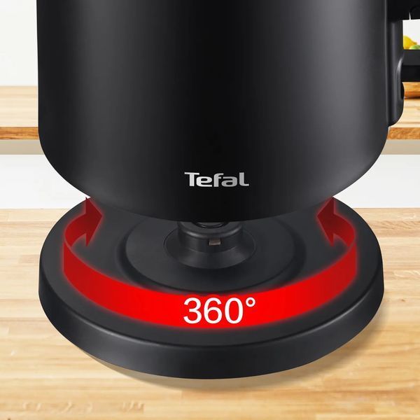 Електрочайник Tefal Thermo Protect, 1.5л, пластик, нержавіюча сталь, чорний (KO1408E0) 367972 фото