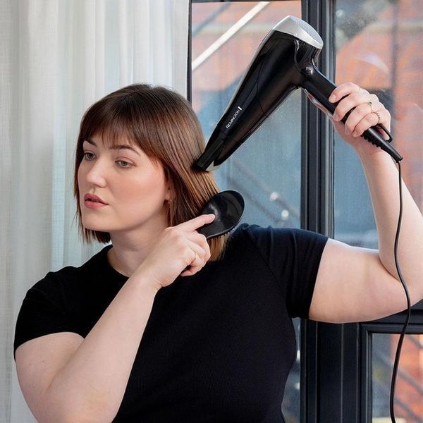 Фен Remington Style Edition, 2200Вт, 3 режими, іоніз-я, хол. обдув, дифузор, гребінець, резинка, кейс, чорно-сірий (D3171GP) 379785 фото