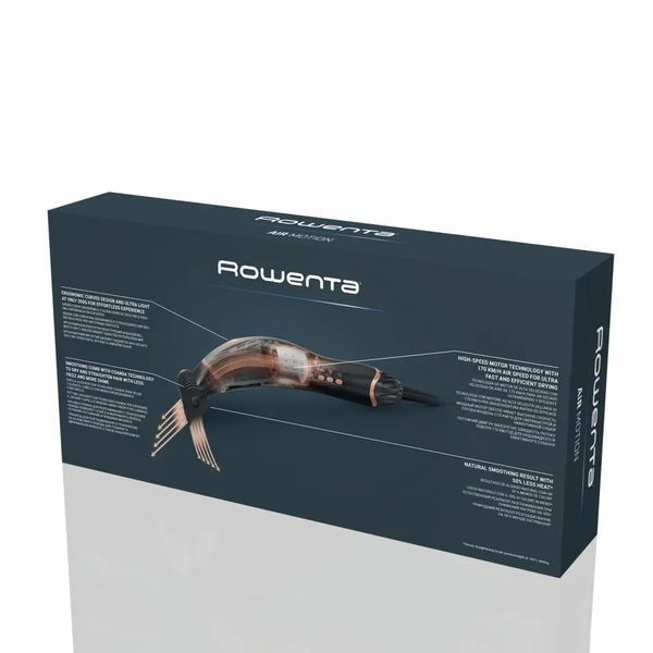 Фен Rowenta Ultimate Experience Air Motion, 1300Вт, 3 режими, насадка-гребінець, кейс для зберігання, іоніз-я, хол. обдув, чорний (CF8C20E0) 366802 фото