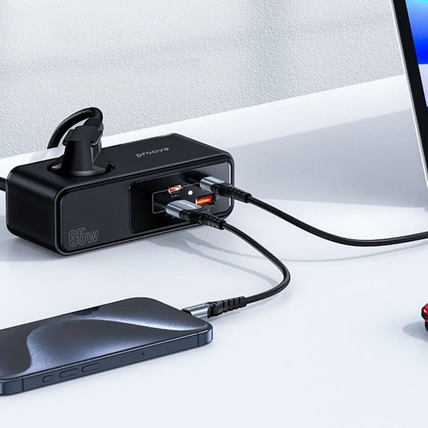 Мережевий фільтр Proove Homester Pro 65W (AC + 2xType-C + 2xUSB) 1.5m (PSHP25002201) black 355577 фото