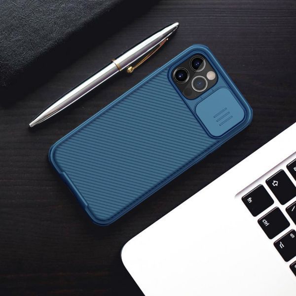 Карбонова накладка Nillkin Camshield (шторка на камеру) для Apple iPhone 13 Pro Max (6.7") Синій / Blue 217621 фото