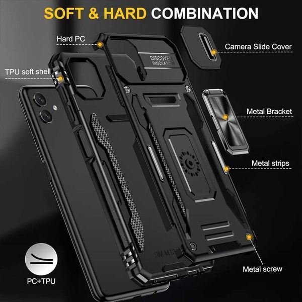 Ударостійкий чохол Camshield Army Ring для Samsung Galaxy A05 Чорний / Black 283628 фото