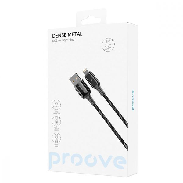 Кабель Proove Dense Metal Lightning 2.4A (1m) (CCDM20001102) White 316335 фото